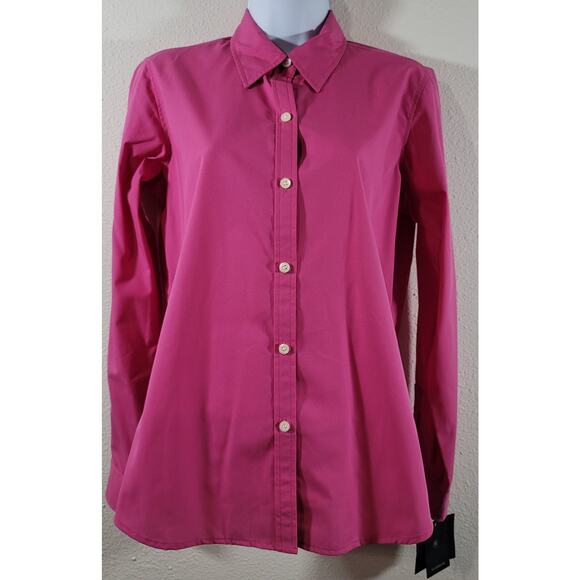 Liz Claiborne Pink Button Up Top 4 Lightweight Soft New With Tags Pointed Collar - Picture 1 of 6